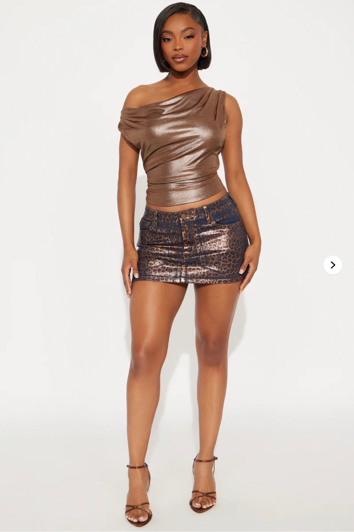 Keely Metallic Leopard Coated Denim Micro Mini Skirt