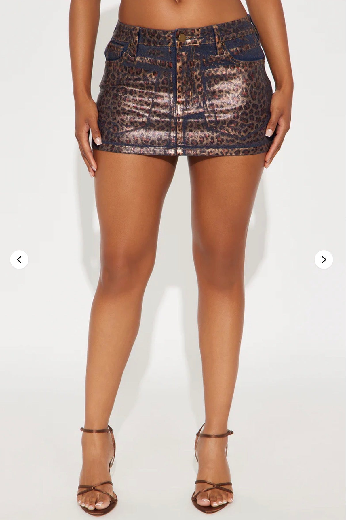 Keely Metallic Leopard Coated Denim Micro Mini Skirt