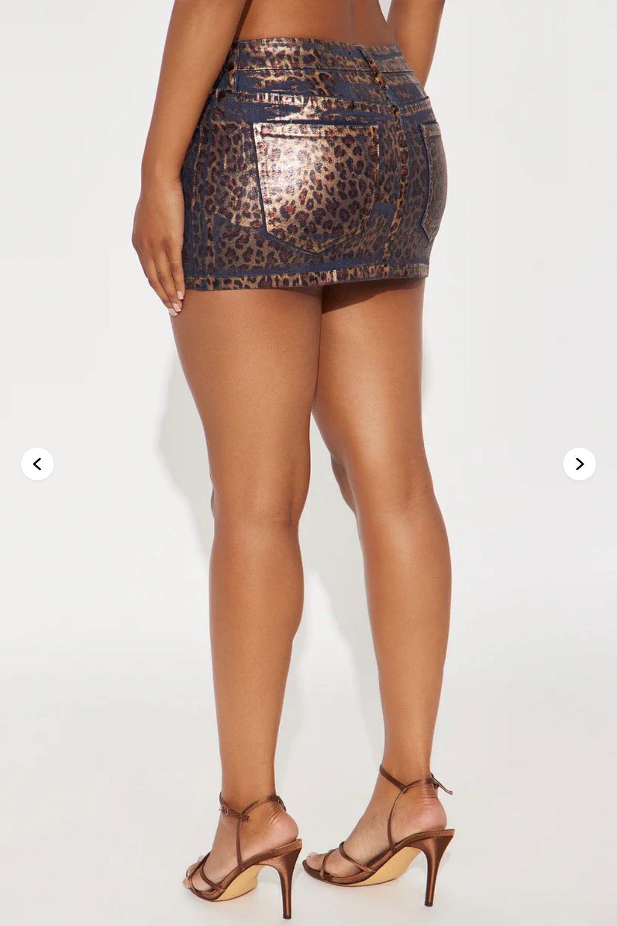 Keely Metallic Leopard Coated Denim Micro Mini Skirt