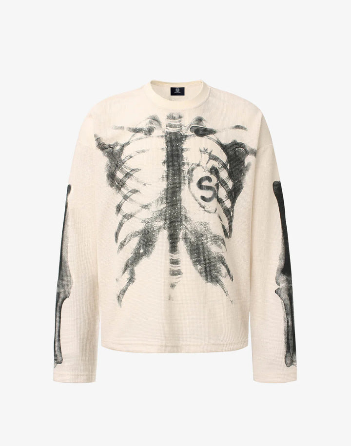 Skeleton Graphic Waffle Sweatshirt