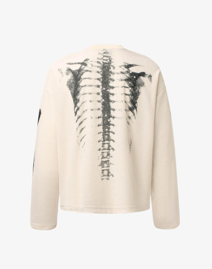 Skeleton Graphic Waffle Sweatshirt